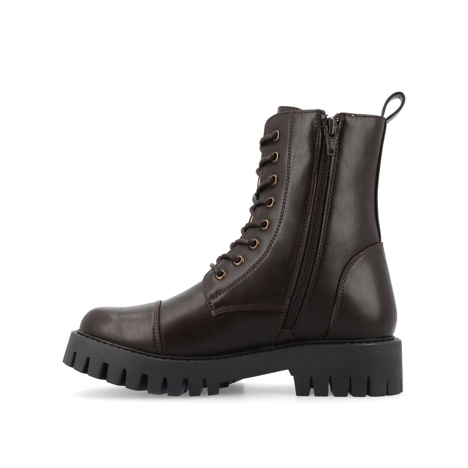 AALEY LACE-UP BOOTIES IN VEGAN LEATHER - Shimmer Brown PU