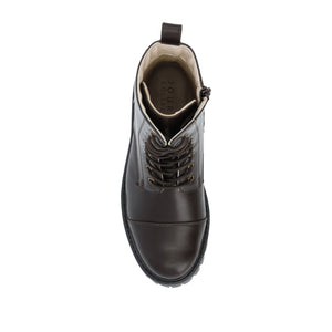 AALEY LACE-UP BOOTIES IN VEGAN LEATHER - Shimmer Brown PU