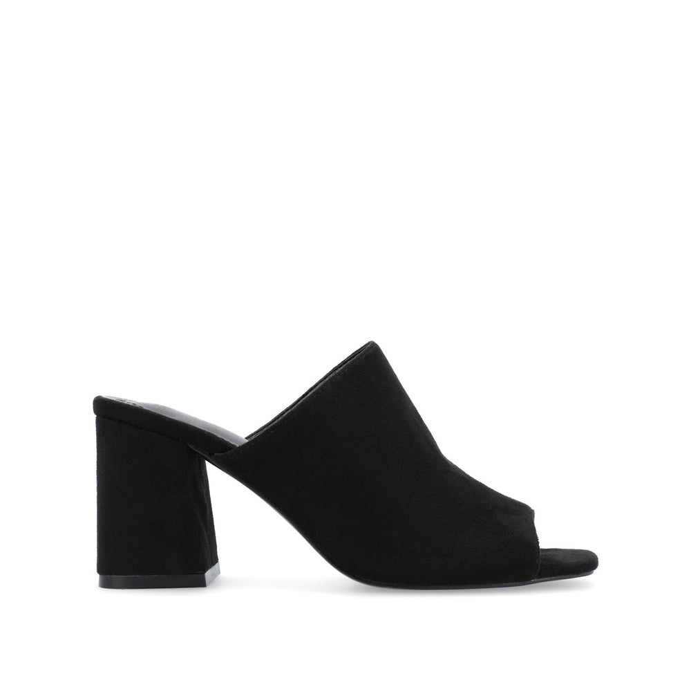 ADELAIDE MULE BLOCK HEELS IN FAUX SUEDE