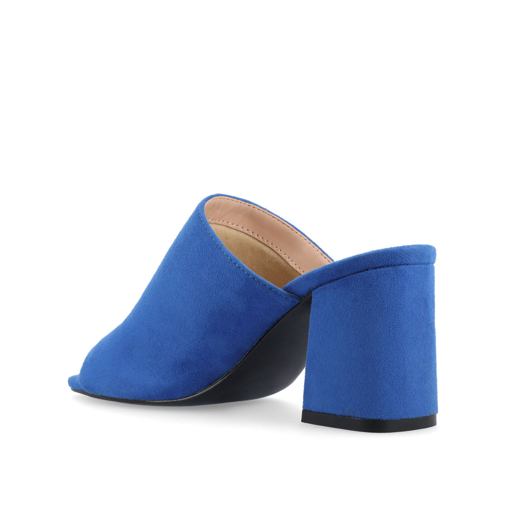 ADELAIDE MULE BLOCK HEELS IN FAUX SUEDE