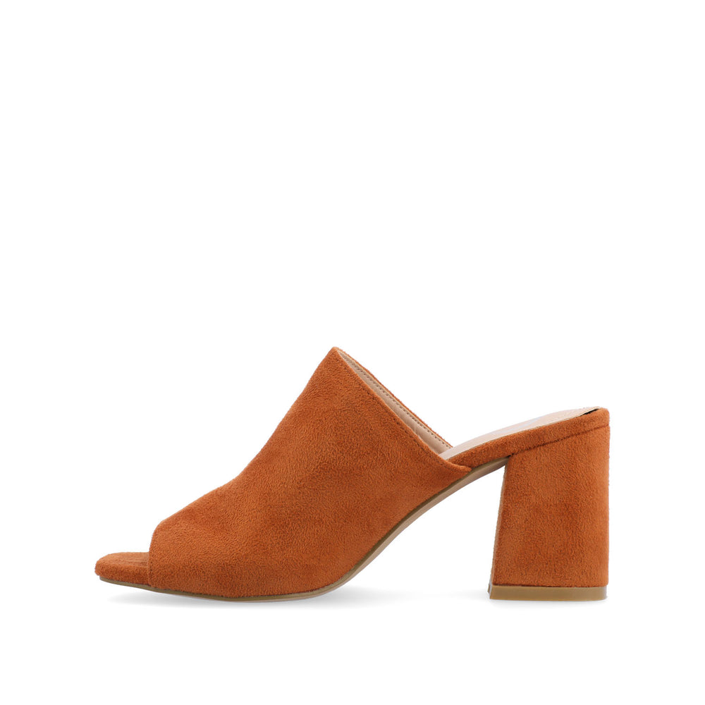 ADELAIDE MULE BLOCK HEELS IN FAUX SUEDE