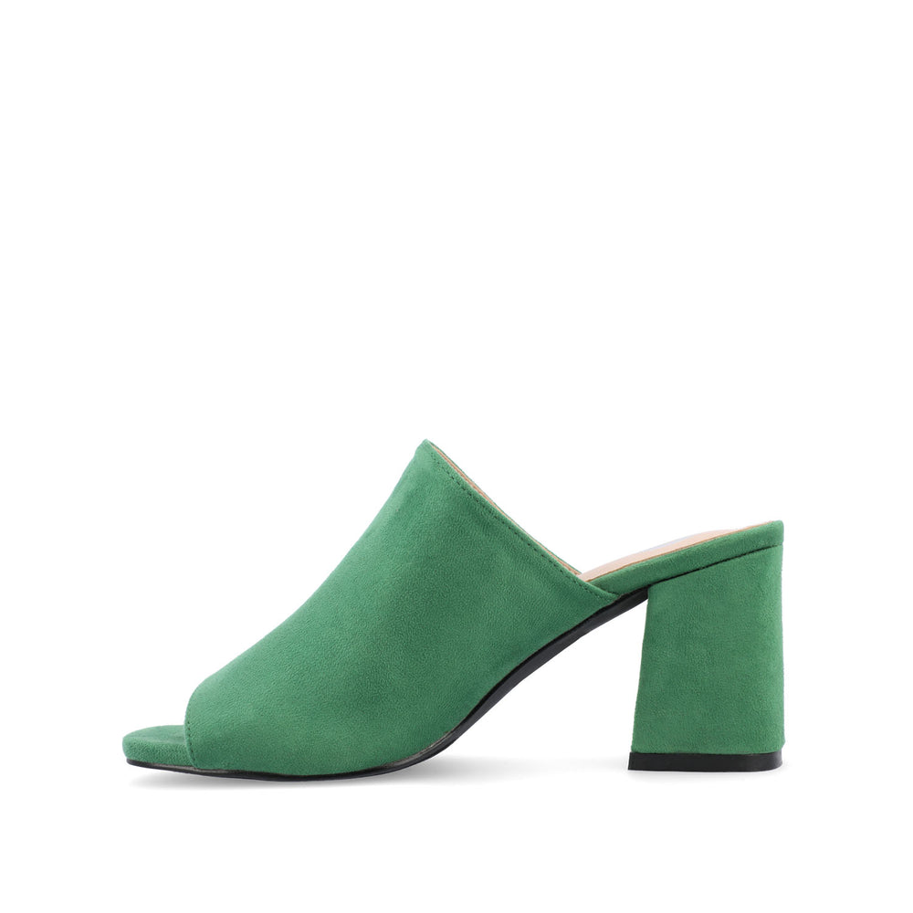 ADELAIDE MULE BLOCK HEELS IN FAUX SUEDE