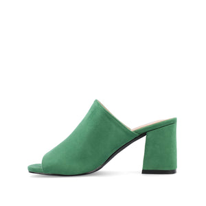 ADELAIDE MULE BLOCK HEELS IN FAUX SUEDE - Green