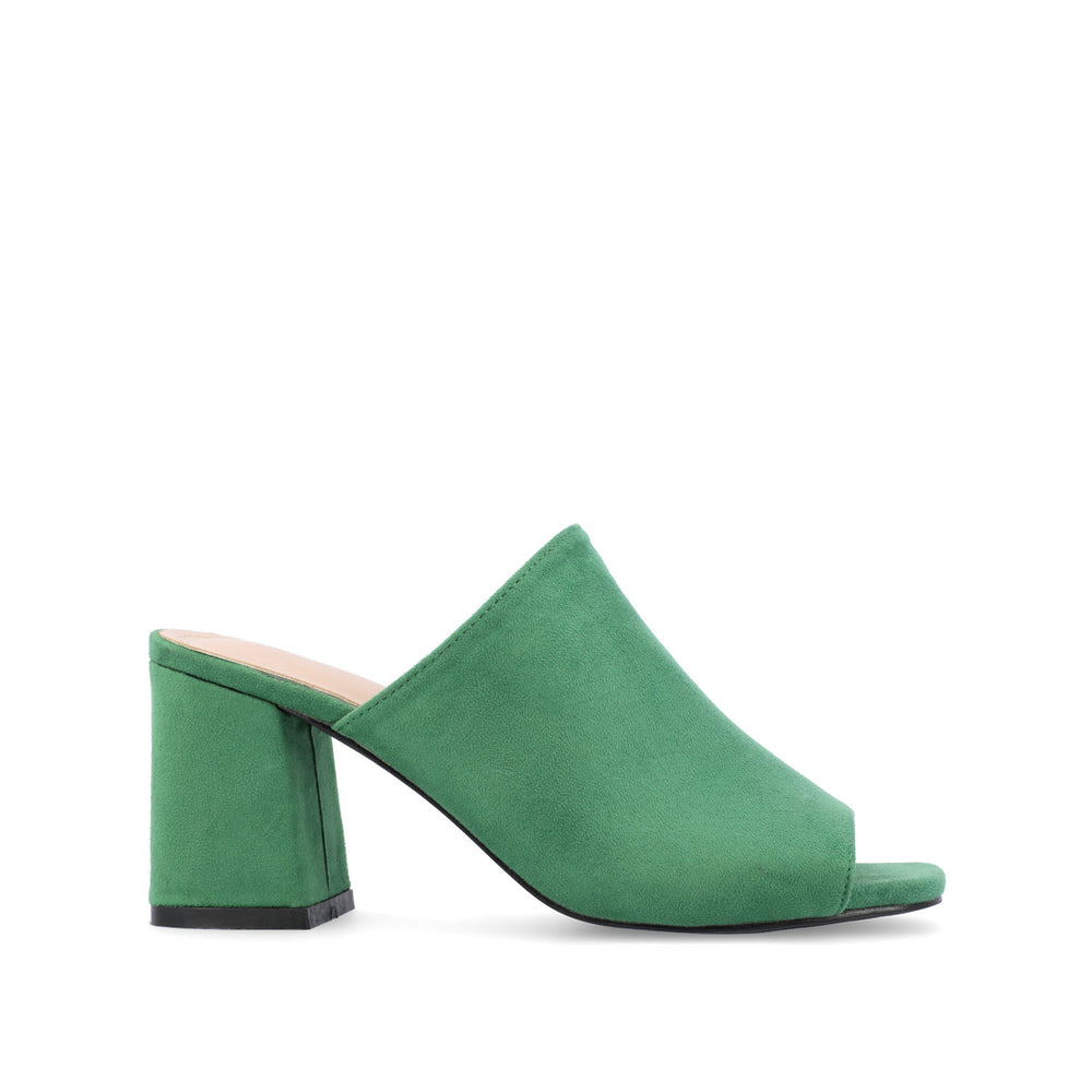 ADELAIDE MULE BLOCK HEELS IN FAUX SUEDE