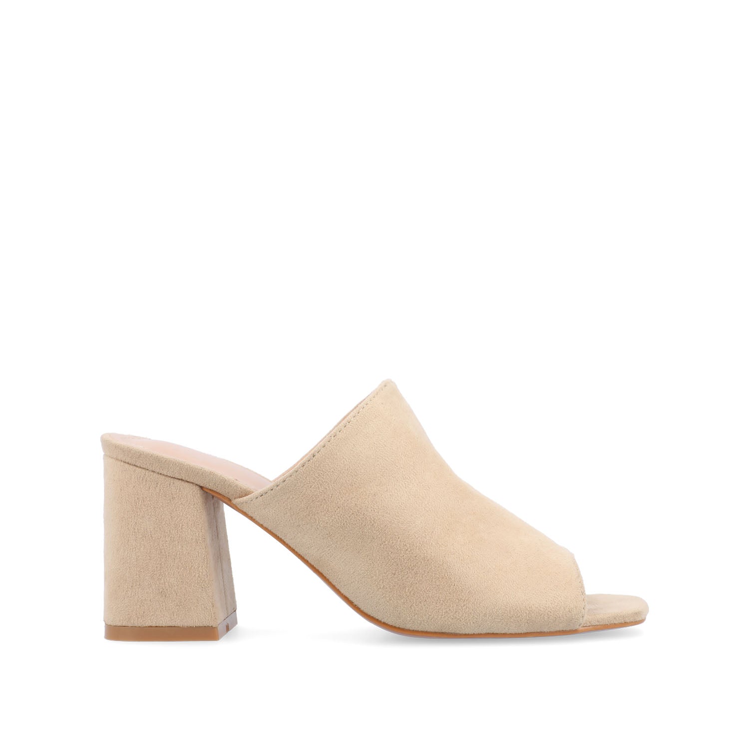 ADELAIDE MULE BLOCK HEELS IN FAUX SUEDE - Nude