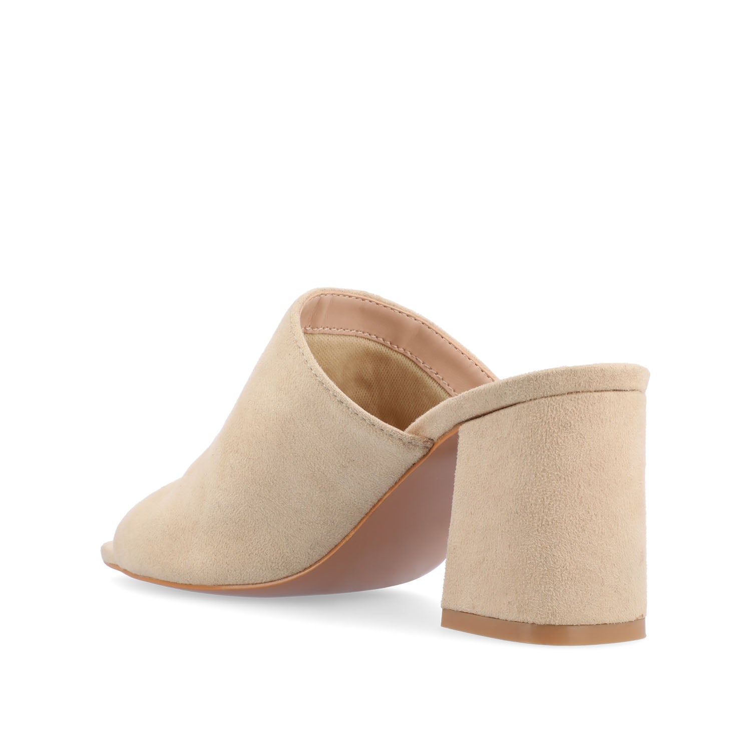 ADELAIDE MULE BLOCK HEELS IN FAUX SUEDE - Nude