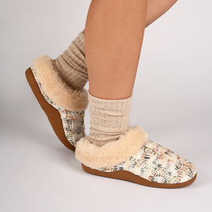 ADIAH SLIPPERS IN SWEATER CABLE KNIT - Beige Knit