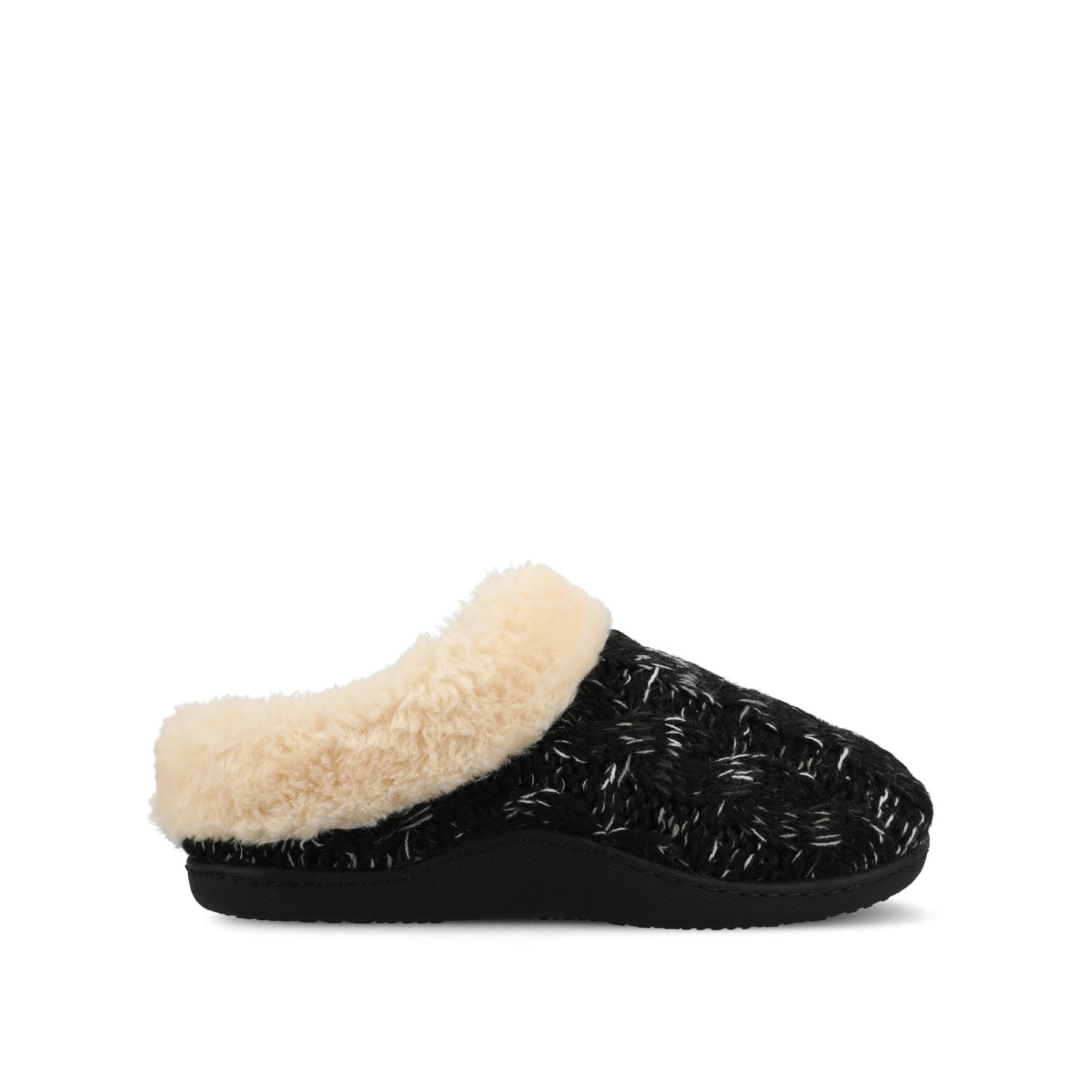 ADIAH SLIPPERS IN SWEATER CABLE KNIT - Black Knit