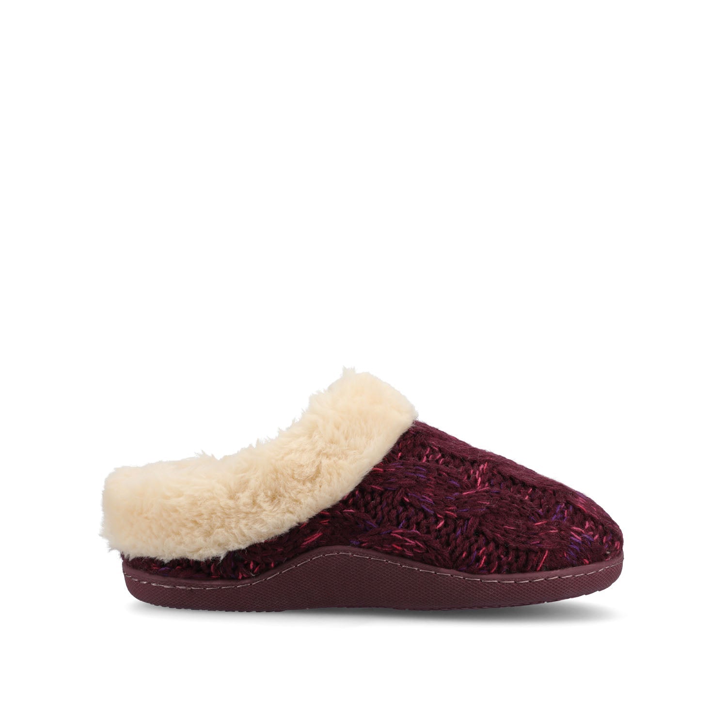 ADIAH SLIPPERS IN SWEATER CABLE KNIT - Berry Knit