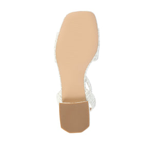 ADLEEY STRAPPY LOW BLOCK HEELS IN TWEED - Beige Tweed