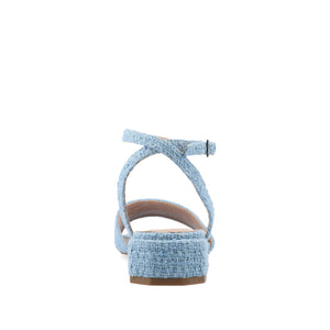 ADLEEY STRAPPY LOW BLOCK HEELS IN TWEED