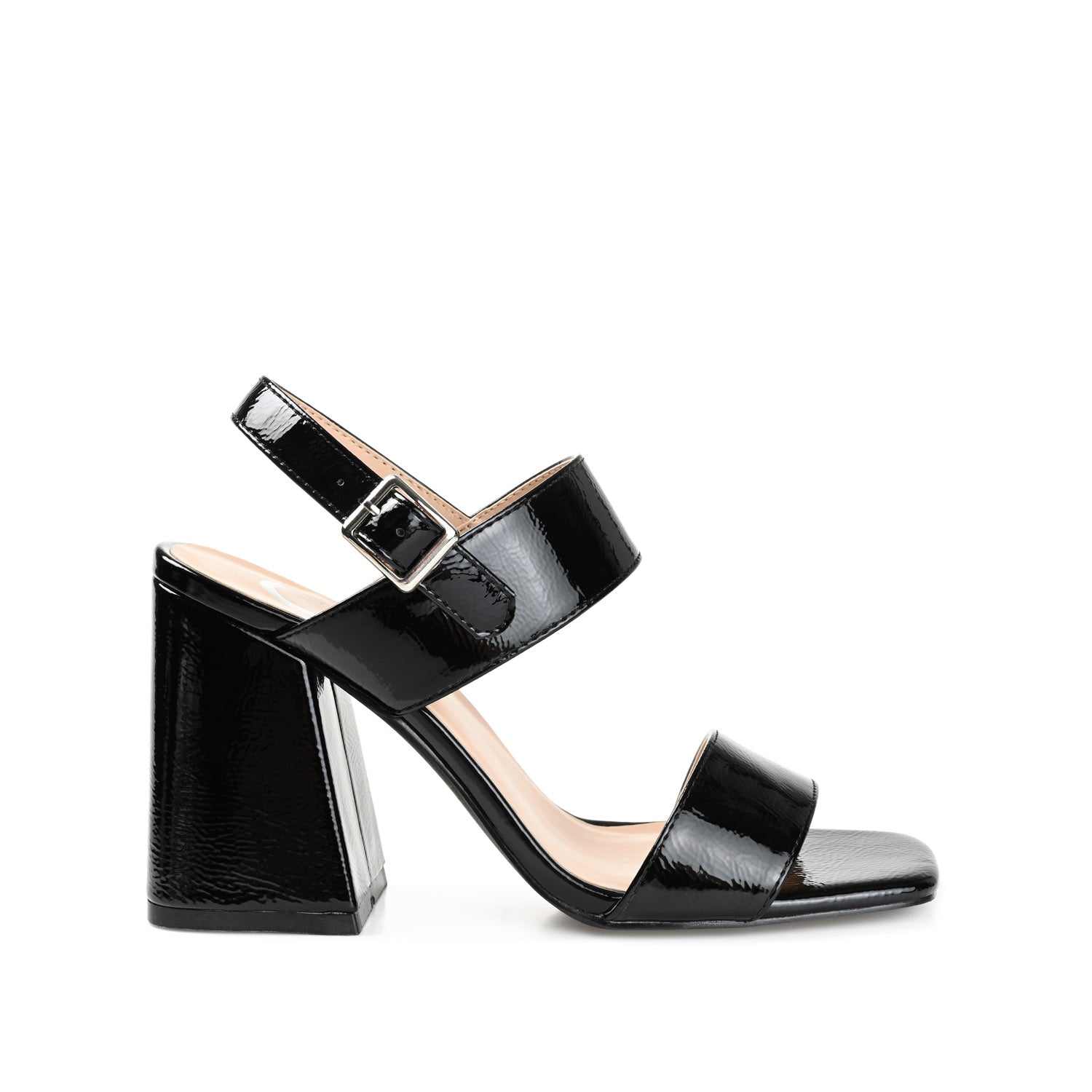 ADRAS STRAPPY BLOCK HEELS IN PATENT