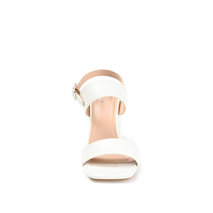 ADRAS STRAPPY BLOCK HEELS IN PATENT - White Patent