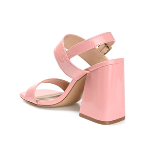 ADRAS STRAPPY BLOCK HEELS IN PATENT - Pink Patent