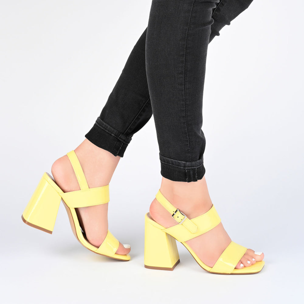 ADRAS STRAPPY BLOCK HEELS IN PATENT