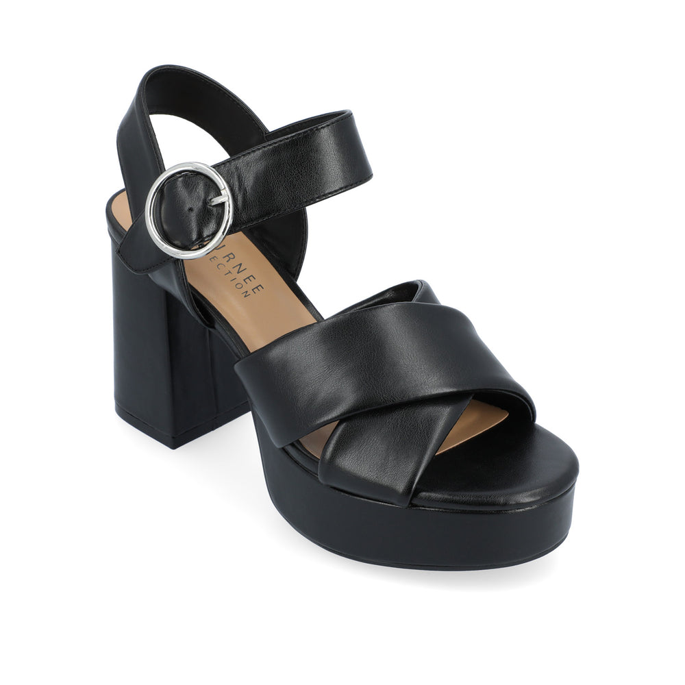 AKEELY STRAPPY HEELS IN FAUX LEATHER