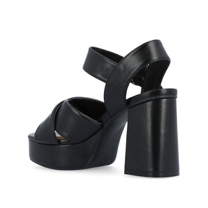 AKEELY STRAPPY HEELS IN VEGAN LEATHER - Black