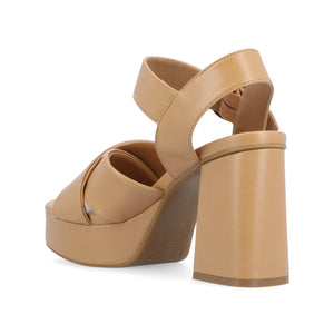 AKEELY STRAPPY HEELS IN VEGAN LEATHER - Tan