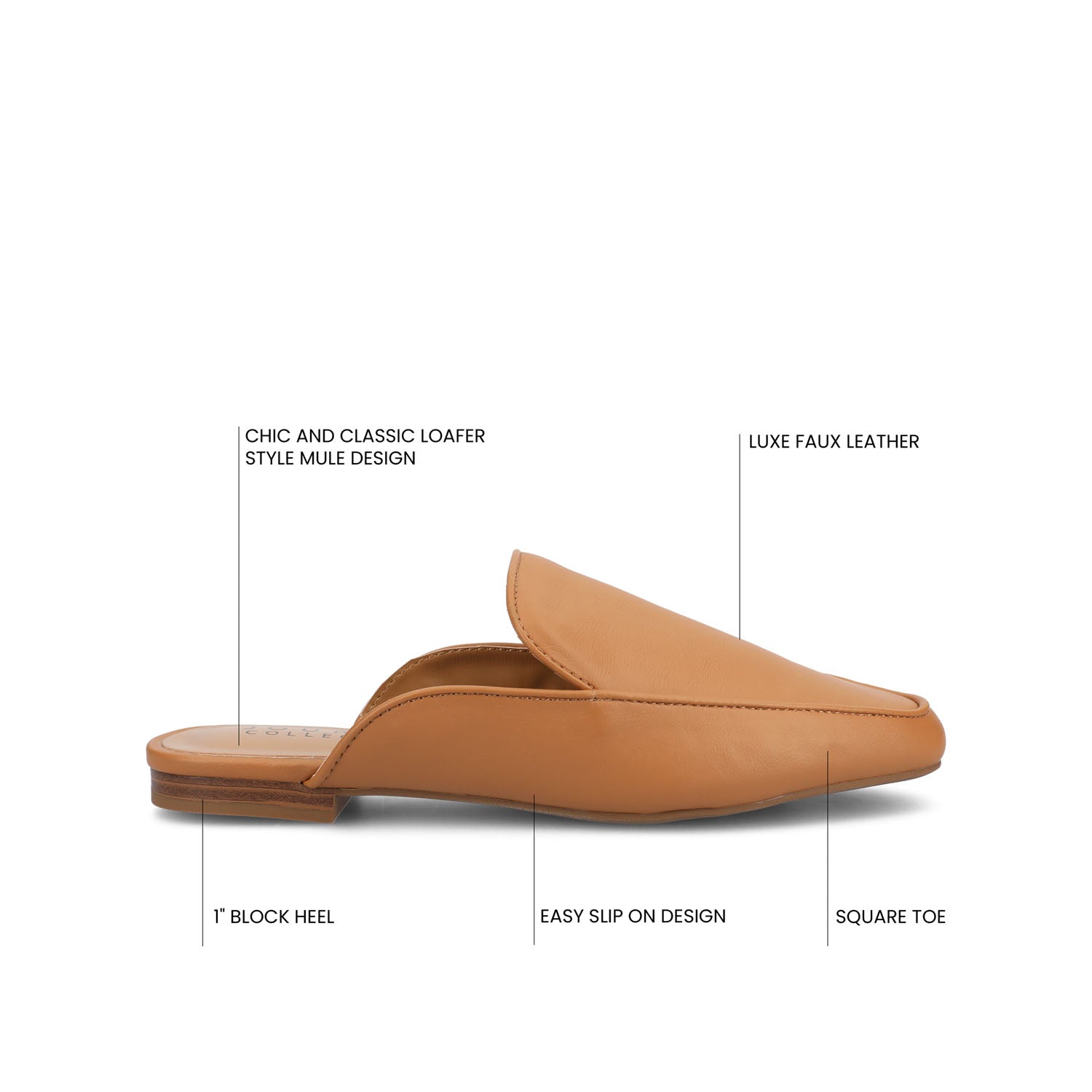AKZA MULED LOAFER FLATS - Cognac PU