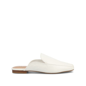 AKZA MULED LOAFER FLATS IN WIDE - White PU