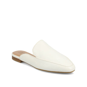 AKZA MULED LOAFER FLATS IN WIDE - White PU