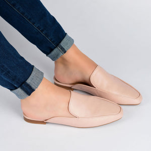 AKZA MULED LOAFER FLATS - Blush PU