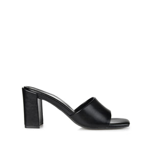 ALISIA MULED BLOCK HEELS IN VEGAN LEATHER - Black