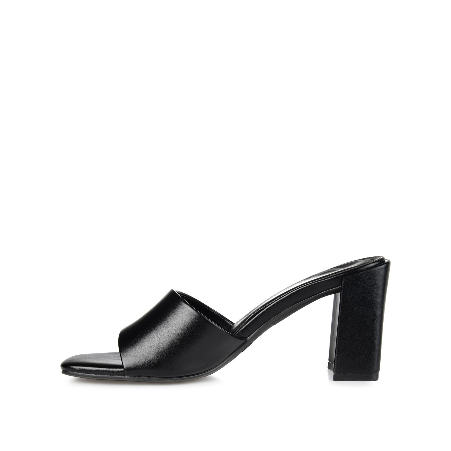 ALISIA MULED BLOCK HEELS IN VEGAN LEATHER - Black