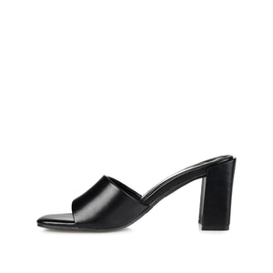 ALISIA MULED BLOCK HEELS IN VEGAN LEATHER - Black