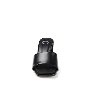 ALISIA MULED BLOCK HEELS IN VEGAN LEATHER - Black