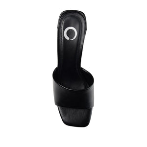 ALISIA MULED BLOCK HEELS IN VEGAN LEATHER - Black