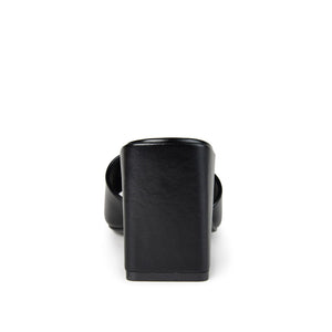 ALISIA MULED BLOCK HEELS IN VEGAN LEATHER - Black