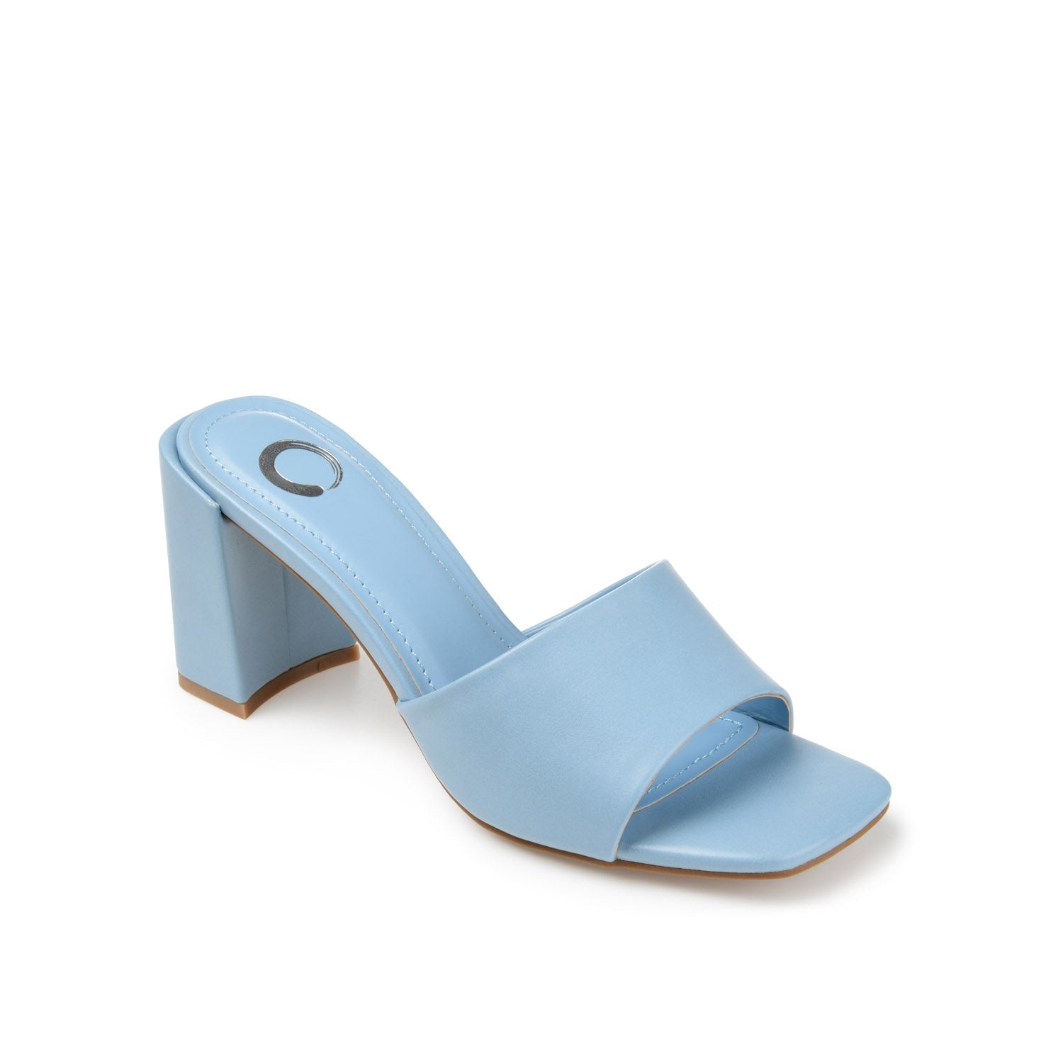ALISIA MULED BLOCK HEELS IN VEGAN LEATHER - Blue