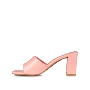 ALISIA MULED BLOCK HEELS IN VEGAN LEATHER - Pink