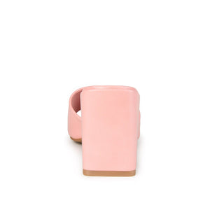 ALISIA MULED BLOCK HEELS IN VEGAN LEATHER - Pink