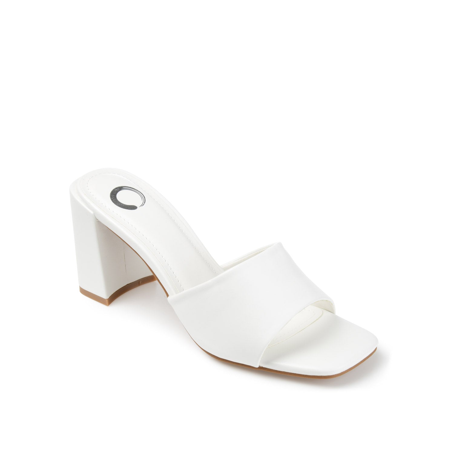ALISIA MULED BLOCK HEELS IN VEGAN LEATHER - White