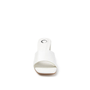 ALISIA MULED BLOCK HEELS IN VEGAN LEATHER - White