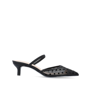 ALLANA POINTED TOE KITTEN HEELS IN MESH - Black Dot Mesh