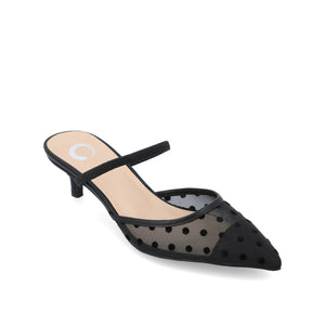 ALLANA POINTED TOE KITTEN HEELS IN MESH - Black Dot Mesh