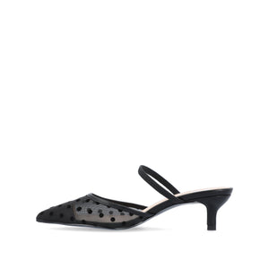 ALLANA POINTED TOE KITTEN HEELS IN MESH - Black Dot Mesh