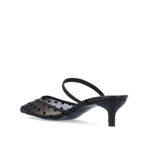 ALLANA POINTED TOE KITTEN HEELS IN MESH - Black Dot Mesh