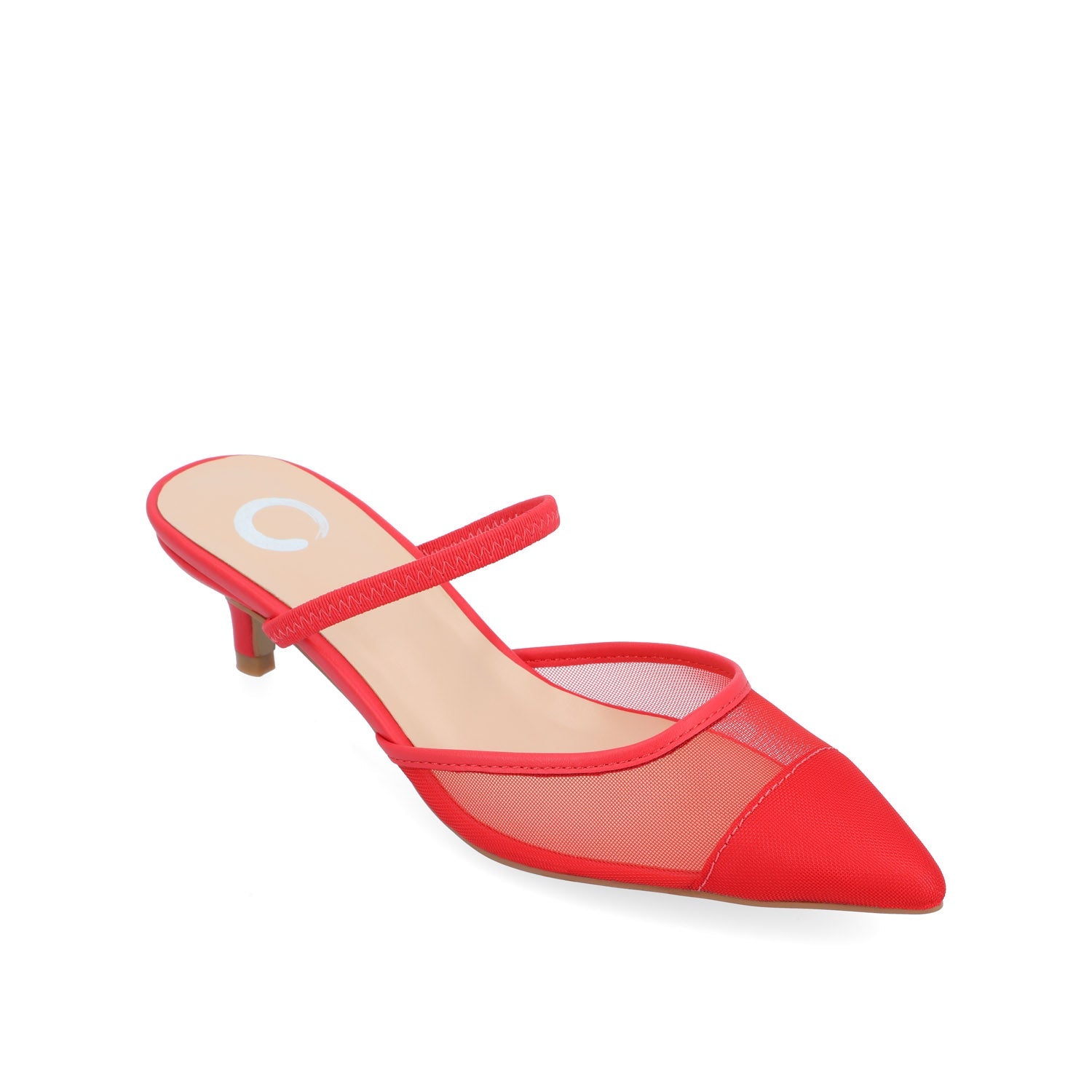 ALLANA POINTED TOE KITTEN HEELS IN MESH - Red Mesh