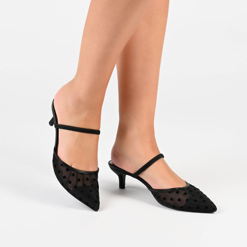 ALLANA POINTED TOE KITTEN HEELS IN MESH