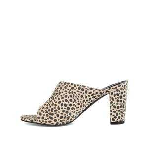 ALLEA BLOCK HEELED MULES IN WIDE - Cheetah Faux Suede 2