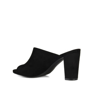 ALLEA BLOCK HEELS IN FAUX SUEDE - Black Faux Suede