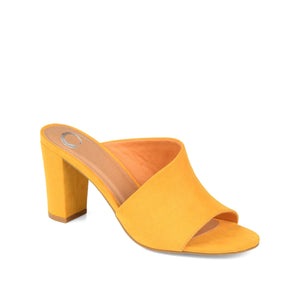 ALLEA BLOCK HEELS IN FAUX SUEDE - Mustard Faux Suede