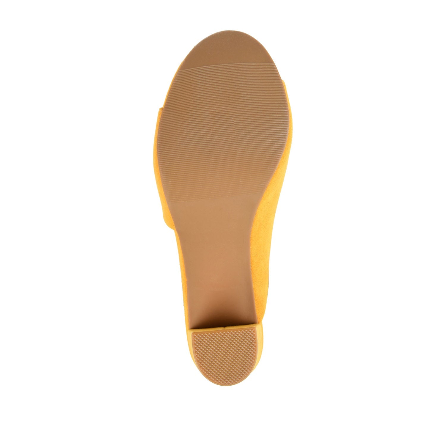 ALLEA BLOCK HEELED MULES IN WIDE - Mustard Faux Suede