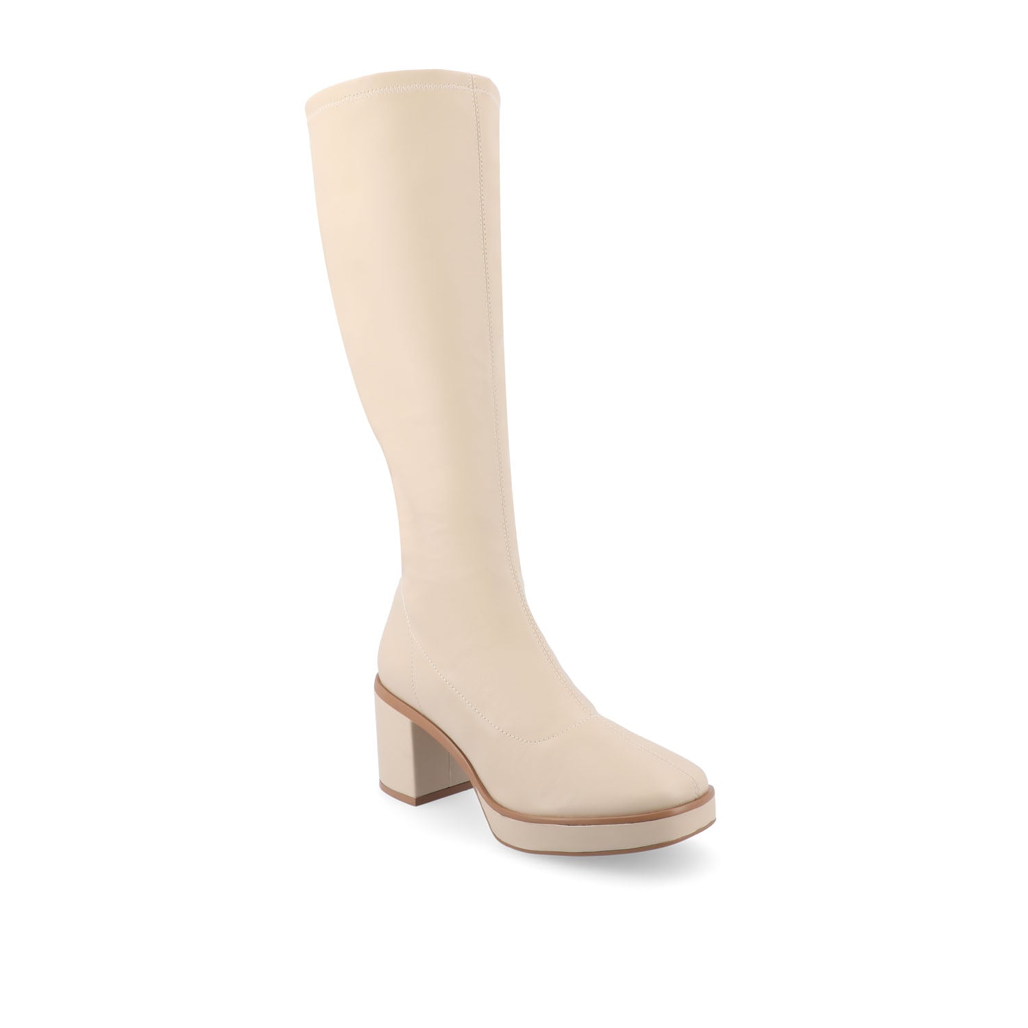 ALONDRA KNEE HIGH BOOTS IN WIDE CALF - Cream