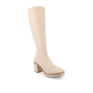 ALONDRA KNEE HIGH BOOTS IN WIDE CALF - Cream