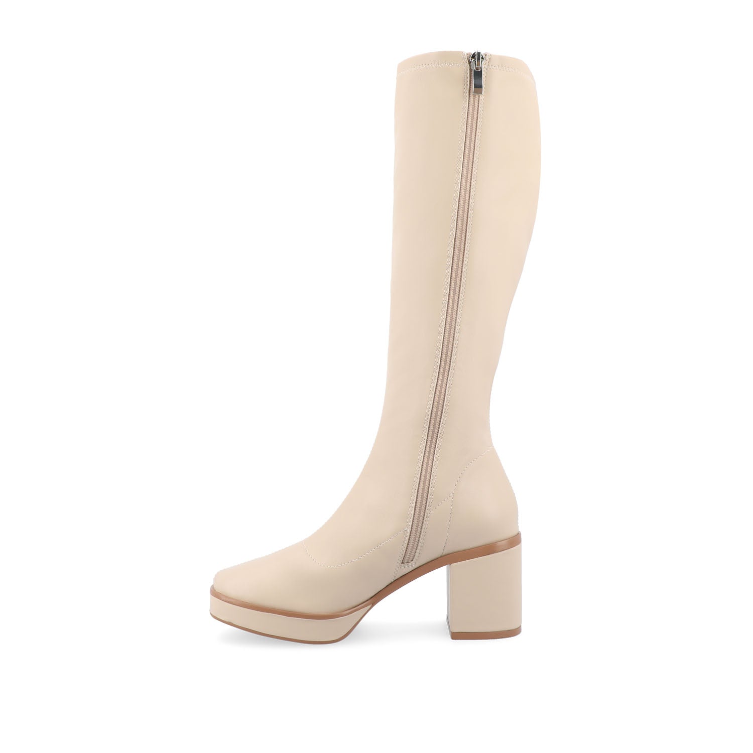 ALONDRA KNEE HIGH BOOTS IN VEGAN LEATHER - Cream